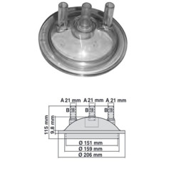 Secchio mungitura lt 30: coperchio a 3 attacchi D21